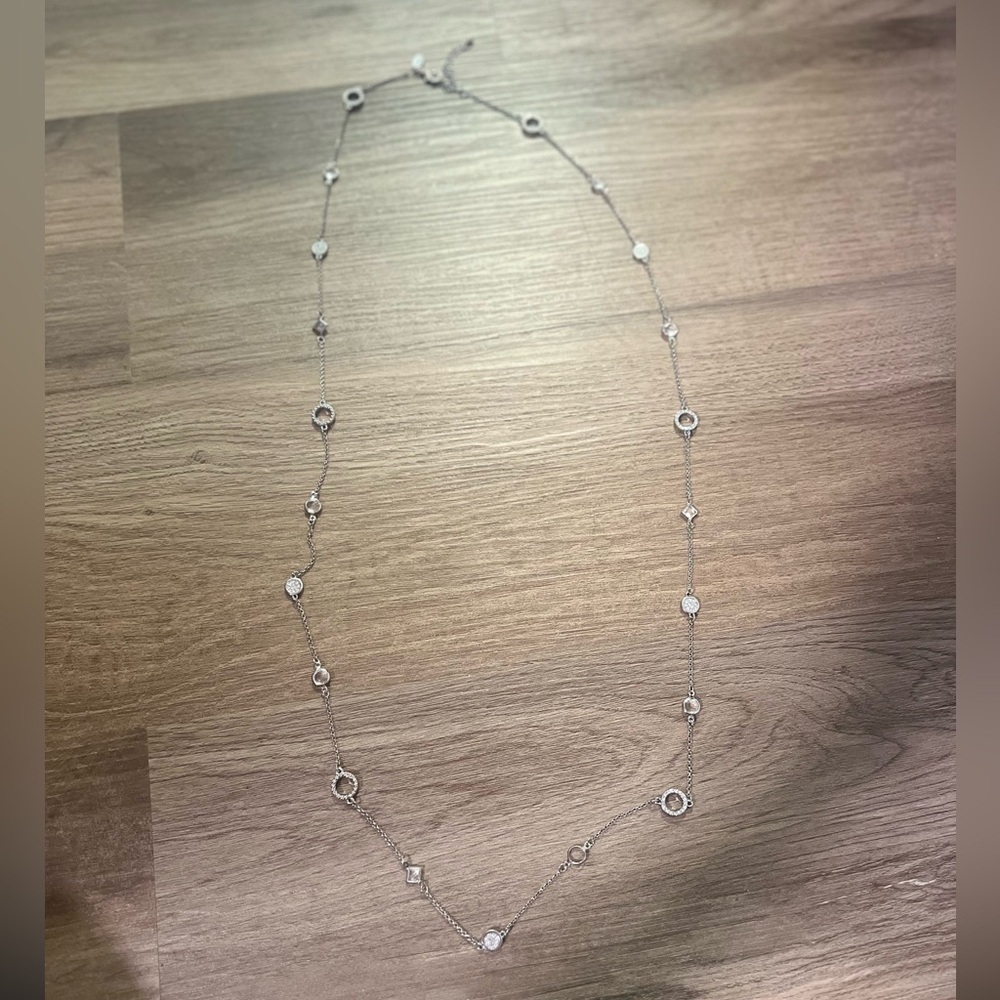 Elegant Silver Necklace with Faux Crystal Accents
